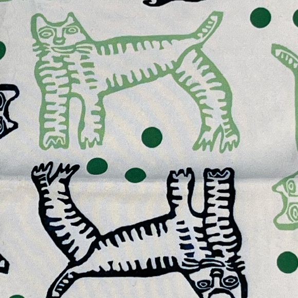 Passion Works Studio Green And Navy All Over Cat Print Bandana Handkerchief - Picture 3 of 11